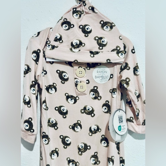 NWT Milkberry 100% RAYON BAMBOO 2PC SLEEPER W/BONNET/HAT BABYGIRL 6-9 months - Picture 13 of 15